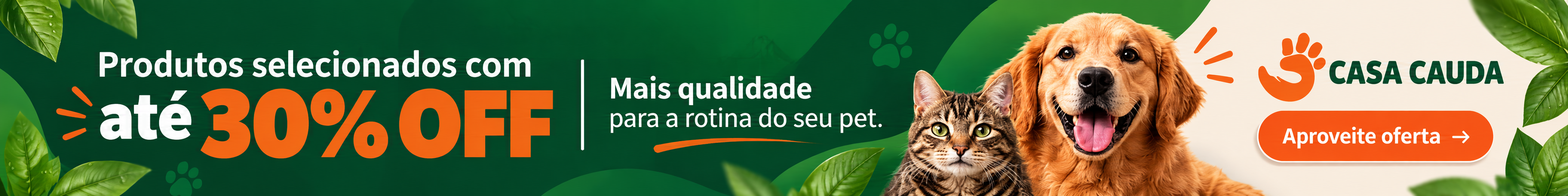 Promoção de Produtos — Ofertas especiais para o dia a dia do seu pet. Até 30% OFF. Aproveitar ofertas